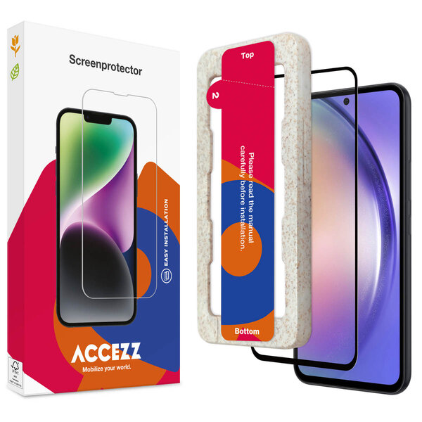 Accezz - Tempered Glass Full Cover Screenprotector met applicator voor Samsung Galaxy A54 (5G) / S23 FE - Transparent