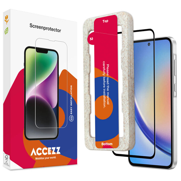 Accezz - Tempered Glass Full Cover Screenprotector met applicator voor Samsung Galaxy A35 / A55 - Transparent