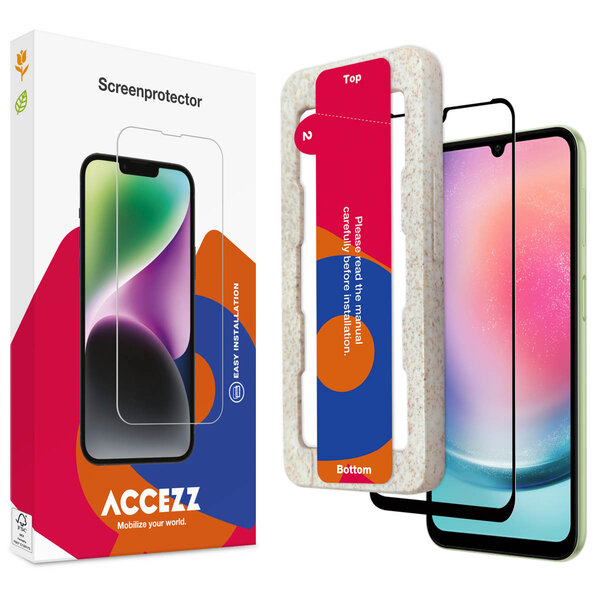 Accezz - Tempered Glass Full Cover Screenprotector met applicator voor Samsung Galaxy A25 (5G) - Transparent