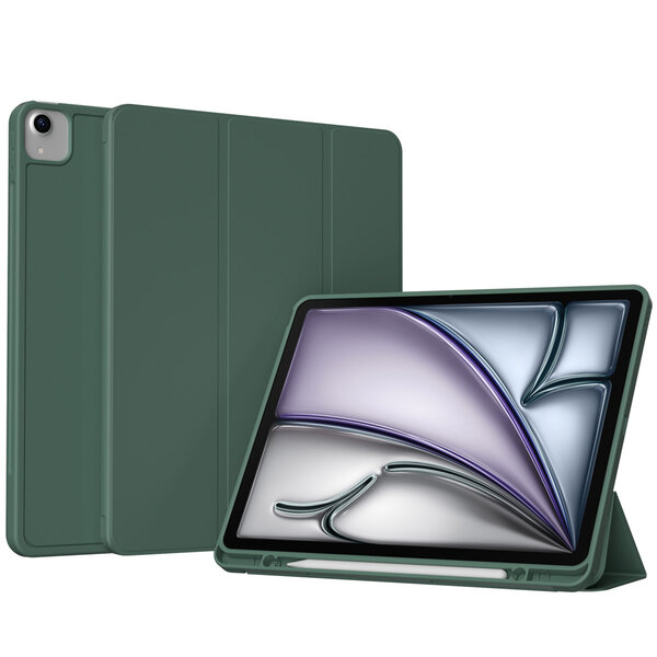 Accezz - Smart Silicone Bookcase voor Apple iPad Air 13 inch (2025) M3 / (2024) M2 - Dark Green