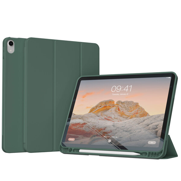 Accezz - Smart Silicone Bookcase voor Apple iPad Air 11 inch (2025) M3 / (2024) M2 / Air 5 (2022) / Air 4 (2020) - Dark Green
