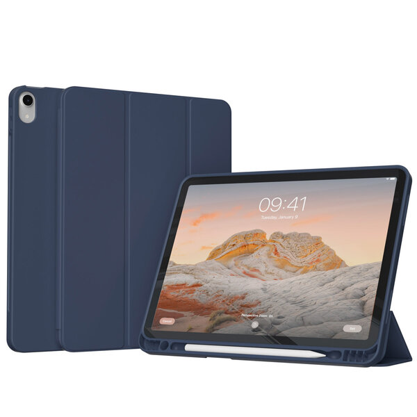 Accezz - Smart Silicone Bookcase for Apple iPad Air 11 inch (2025) M3 / (2024) M2 / Air 5 (2022) / Air 4 (2020) - Dark Blue