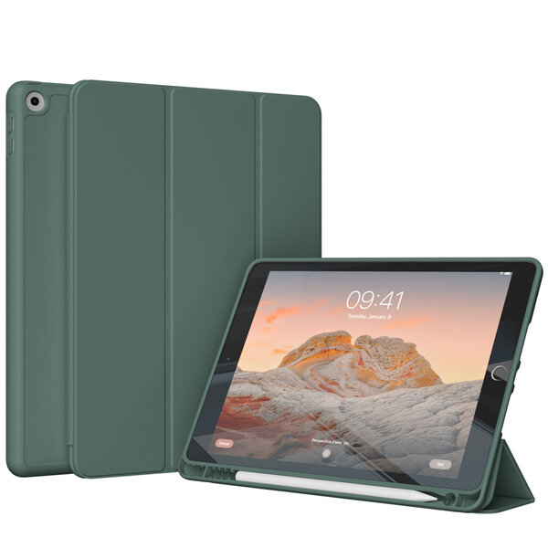 Accezz - Smart Silicone Bookcase voor Apple iPad 9 (2021) 10.2 inch / iPad 8 (2020) 10.2 inch / iPad 7 (2019) 10.2 inch - Dark Green