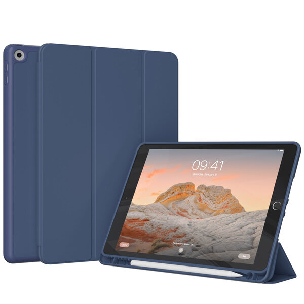 Accezz - Smart Silicone Bookcase voor Apple iPad 9 (2021) 10.2 inch / iPad 8 (2020) 10.2 inch / iPad 7 (2019) 10.2 inch - Dark Blue