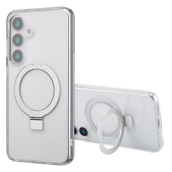 Accezz - Ring Stand Backcover met MagSafe voor Samsung Galaxy S25 Plus - Transparent