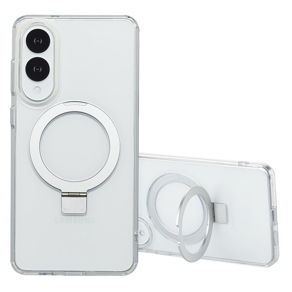 Accezz - Ring Stand Backcover met MagSafe voor Samsung Galaxy S25 Edge - Transparent