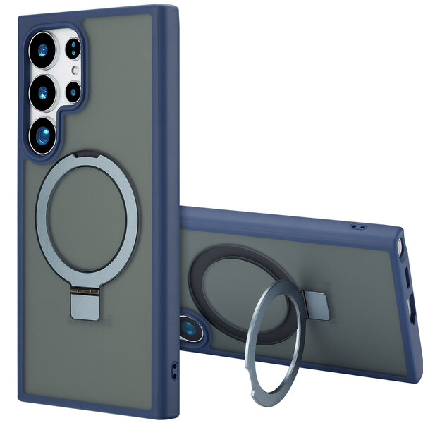 Accezz - Ring Stand Backcover met MagSafe voor Samsung Galaxy S24 Ultra - Blue