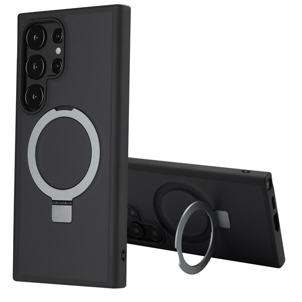Accezz - Ring Stand Backcover met MagSafe voor Samsung Galaxy S24 Ultra - Black
