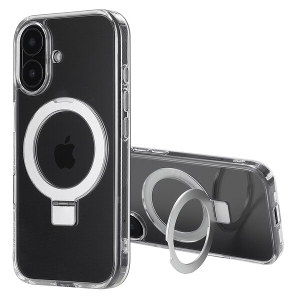 Accezz - Ring Stand Backcover met MagSafe voor Apple iPhone 16 - Transparent