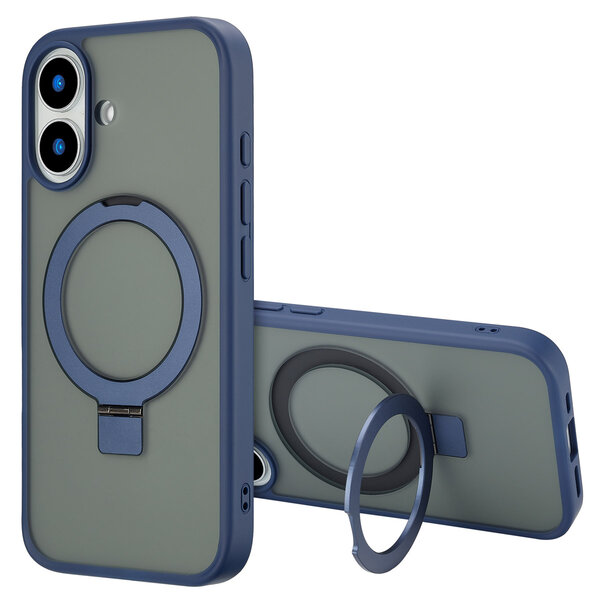 Accezz - Ring Stand Backcover met MagSafe voor Apple iPhone 16 - Blue