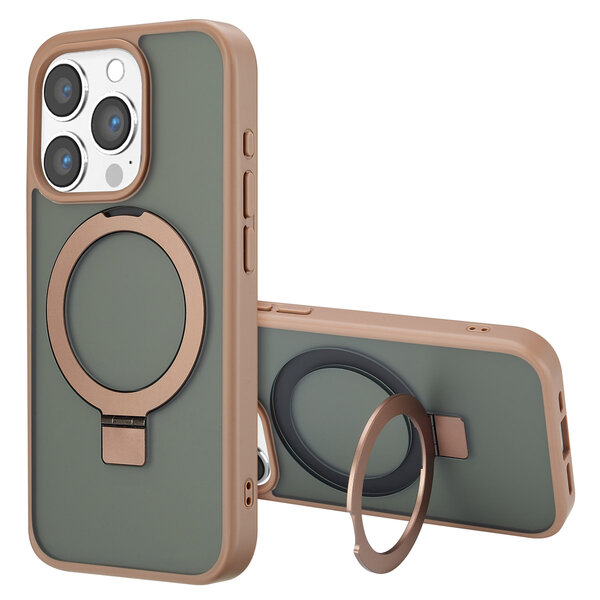 Accezz - Ring Stand Backcover met MagSafe voor Apple iPhone 15 Pro - Brown