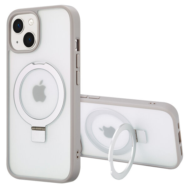 Accezz - Ring Stand Backcover met MagSafe voor Apple iPhone 15 - Grey