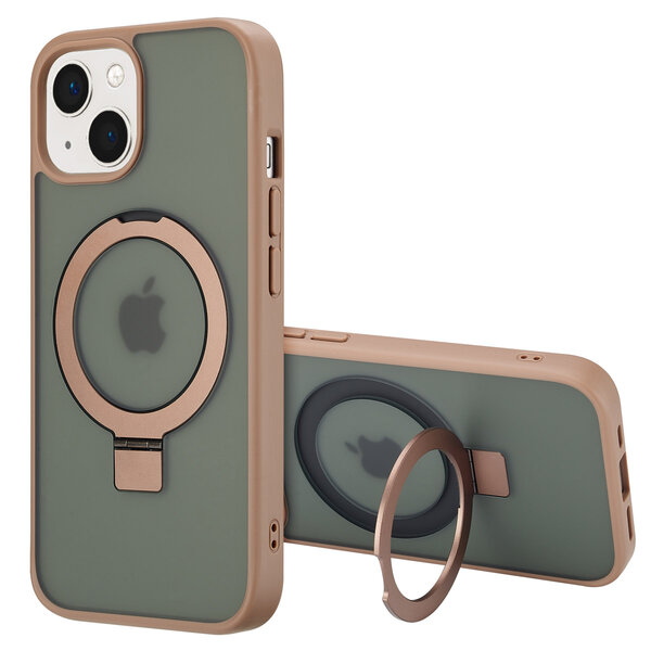 Accezz - Ring Stand Backcover met MagSafe voor Apple iPhone 15 - Brown