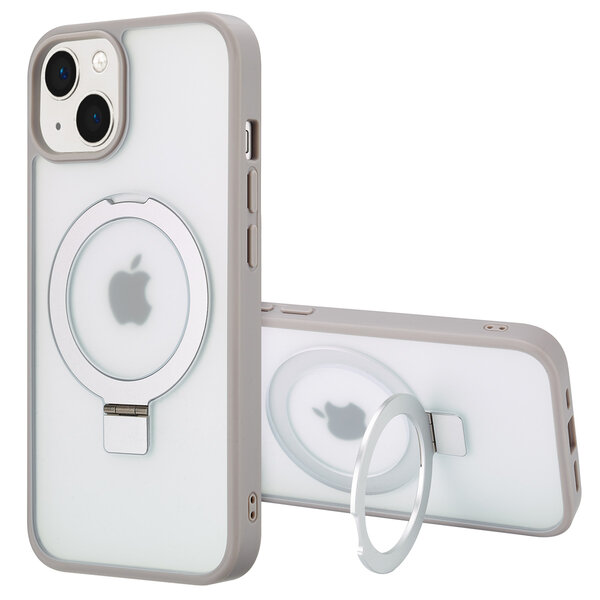 Accezz - Ring Stand Backcover met MagSafe voor Apple iPhone 14 - Grey