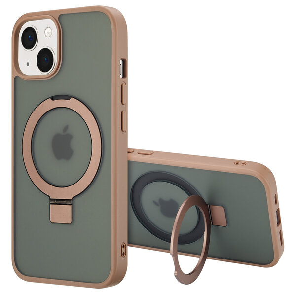 Accezz - Ring Stand Backcover met MagSafe voor Apple iPhone 14 - Brown