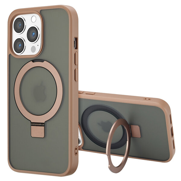Accezz - Ring Stand Backcover met MagSafe voor Apple iPhone 13 Pro Max - Brown
