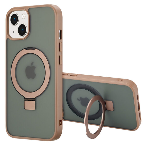 Accezz - Ring Stand Backcover met MagSafe voor Apple iPhone 13 - Brown