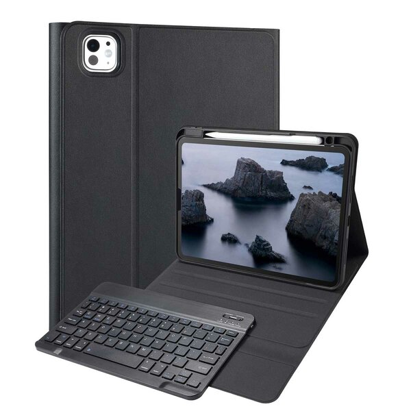 Accezz - QWERTZ Bluetooth Keyboard Bookcase voor iPad Pro 11 (2024) M4 - Black