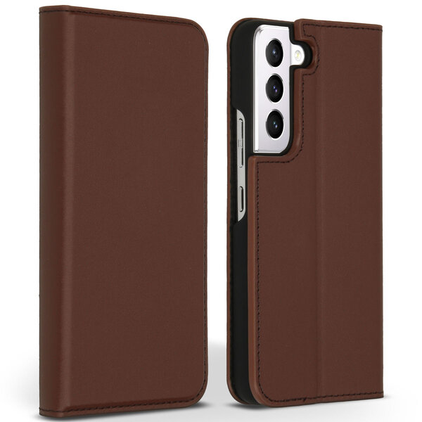 Accezz - Premium Leather Slim Bookcase voor Samsung Galaxy S22 Plus - Brown