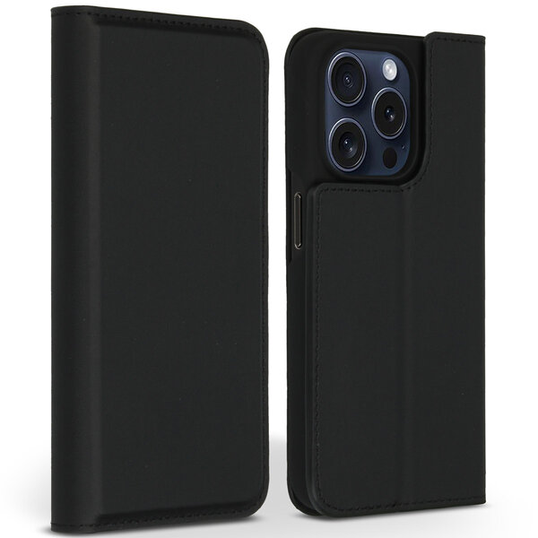 Accezz - Premium Leather Slim Bookcase voor Apple iPhone 15 Pro - Black