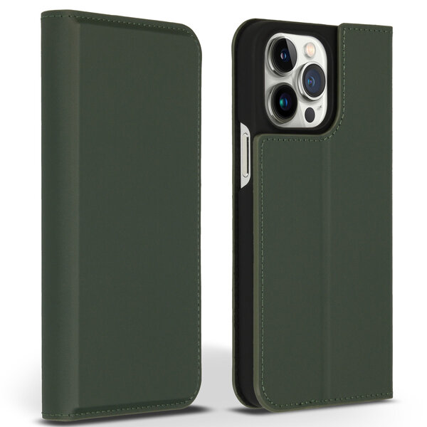 Accezz - Premium Leather Slim Bookcase voor Apple iPhone 14 Pro Max - Green