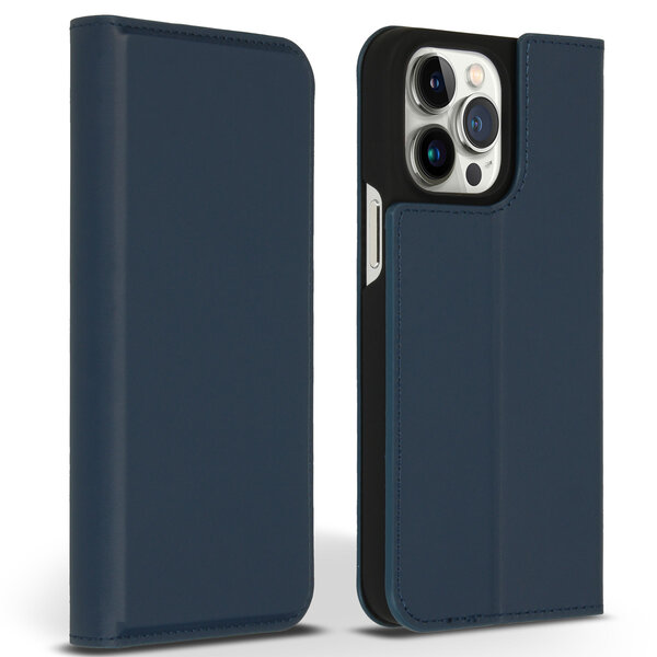 Accezz - Premium Leather Slim Bookcase voor Apple iPhone 14 Pro Max - Dark Blue