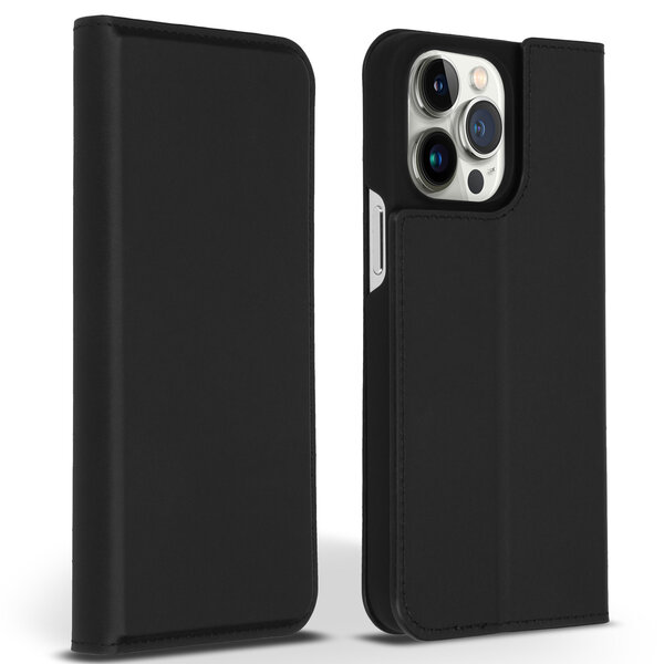 Accezz - Premium Leather Slim Bookcase voor Apple iPhone 14 Pro Max - Black