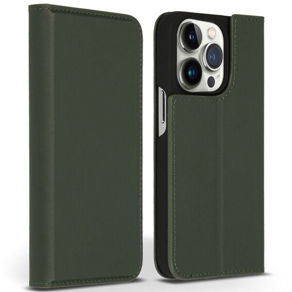 Accezz - Premium Leather Slim Bookcase voor Apple iPhone 14 Pro - Green