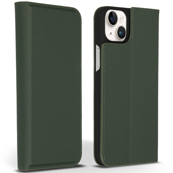 Accezz - Premium Leather Slim Bookcase voor Apple iPhone 14 Plus - Green