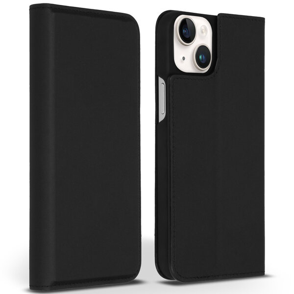 Accezz - Premium Leather Slim Bookcase voor Apple iPhone 14 Plus - Black