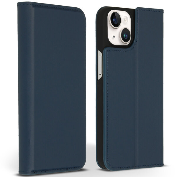 Accezz - Premium Leather Slim Bookcase voor Apple iPhone 14 - Dark Blue