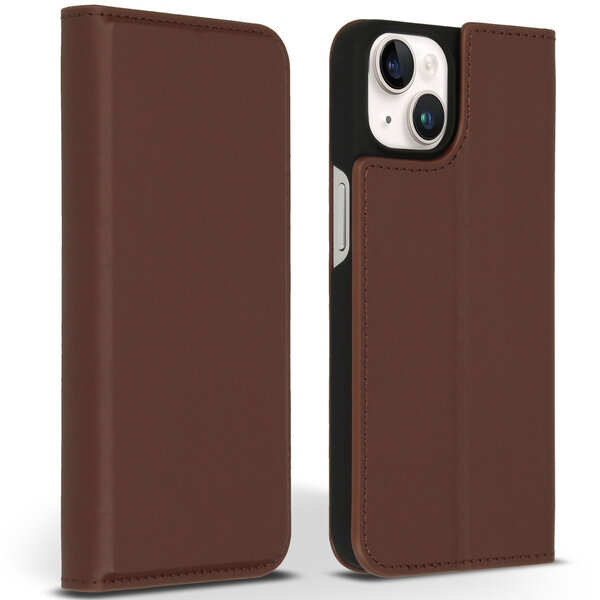 Accezz - Premium Leather Slim Bookcase voor Apple iPhone 14 - Brown