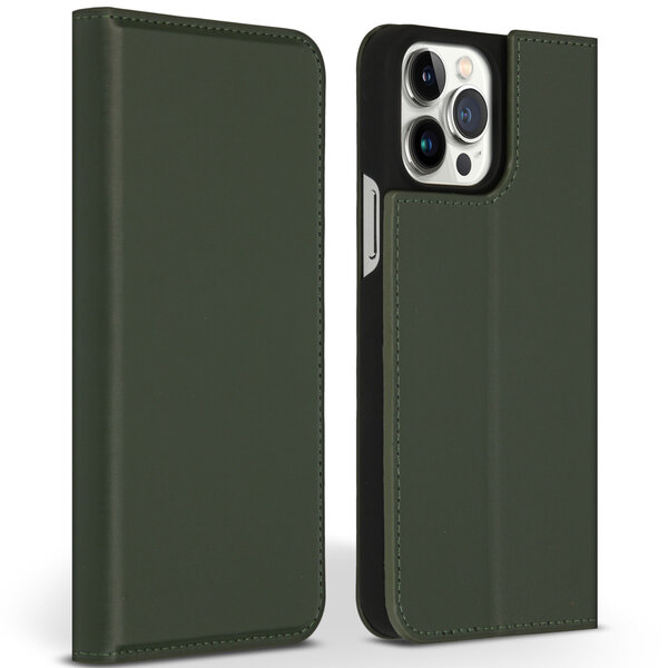 Accezz - Premium Leather Slim Bookcase voor Apple iPhone 13 Pro Max - Green
