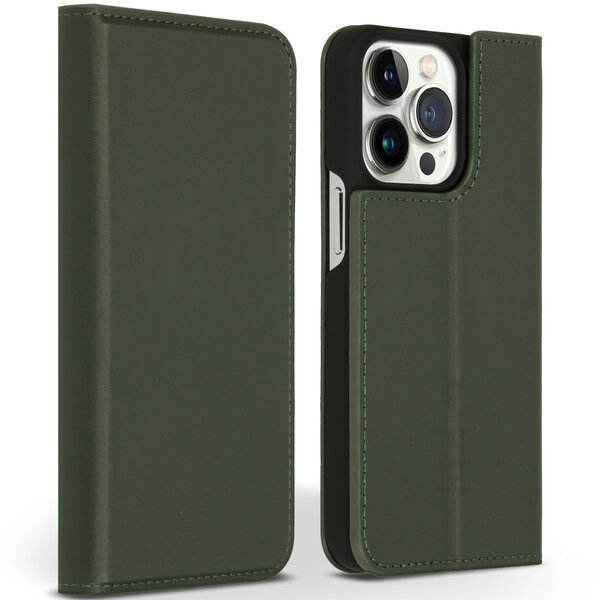 Accezz - Premium Leather Slim Bookcase voor Apple iPhone 13 Pro - Green