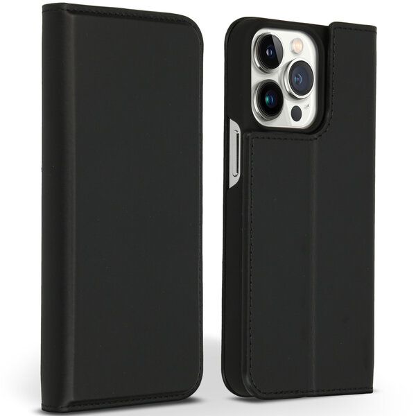 Accezz - Premium Leather Slim Bookcase for Apple iPhone 13 Pro - Black