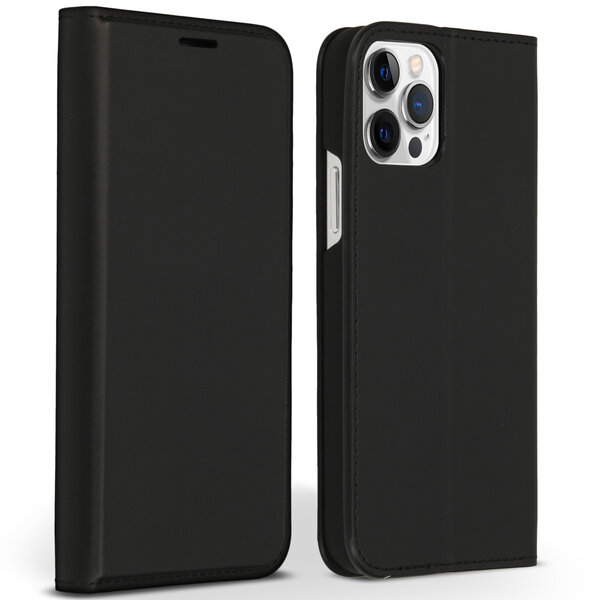 Accezz - Premium Leather Slim Bookcase voor Apple iPhone 12 (Pro) - Black
