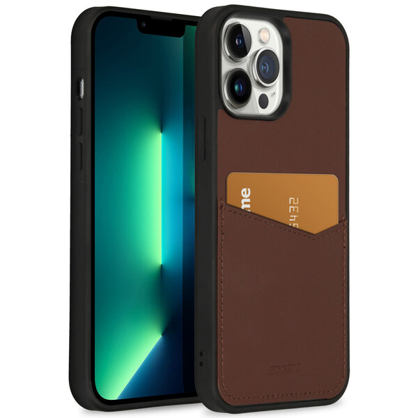 Accezz - Premium Leather Card Slot Backcover voor Apple iPhone 13 Pro Max - Brown
