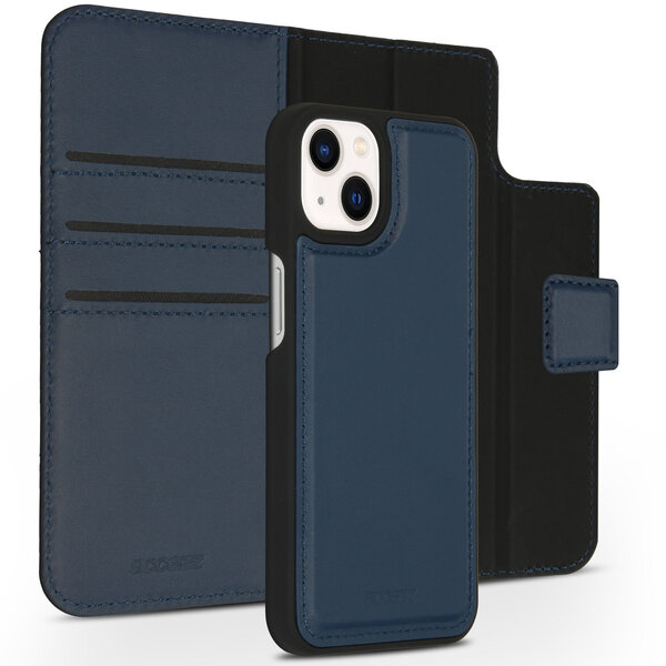 Accezz - Premium Leather 2 in 1 Wallet Bookcase voor Apple iPhone 13 Mini - Dark Blue