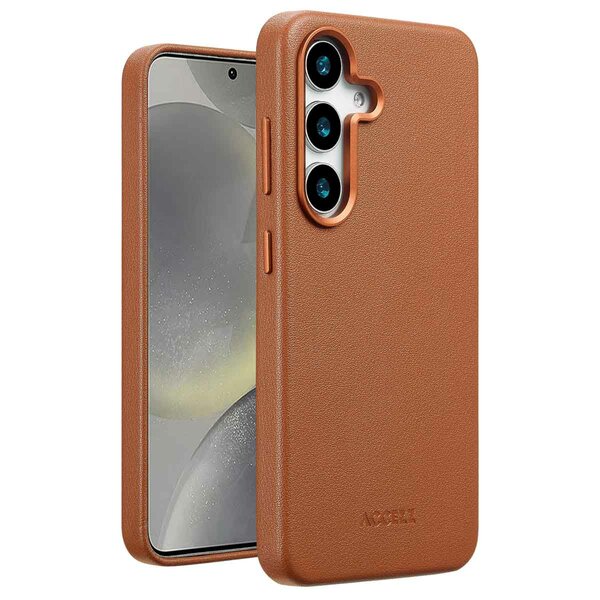 Accezz - MagSafe Leather Backcover voor Samsung Galaxy S25 - Sienna Brown