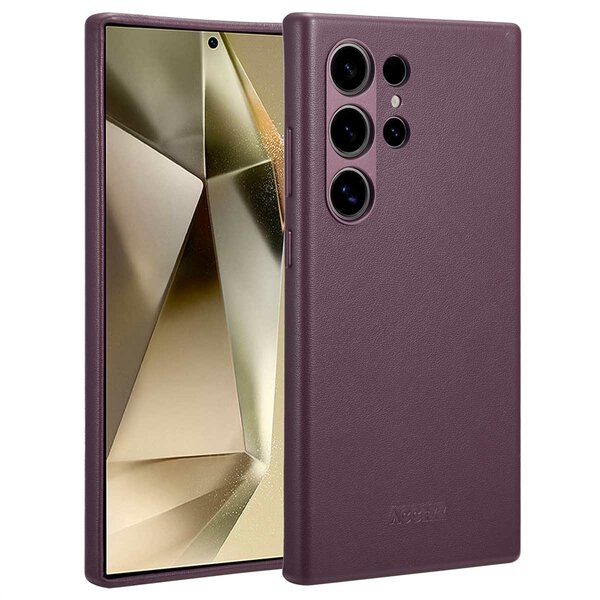 Accezz - MagSafe Leather Backcover voor Samsung Galaxy S24 Ultra - Heath Purple