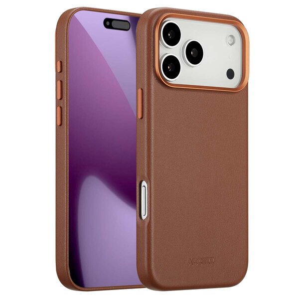 Accezz - MagSafe Leather Backcover voor Apple iPhone 17 Pro Max - Sienna Brown