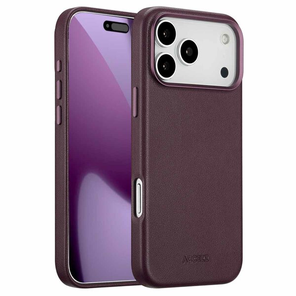 Accezz - MagSafe Leather Backcover voor Apple iPhone 17 Pro Max - Heath Purple