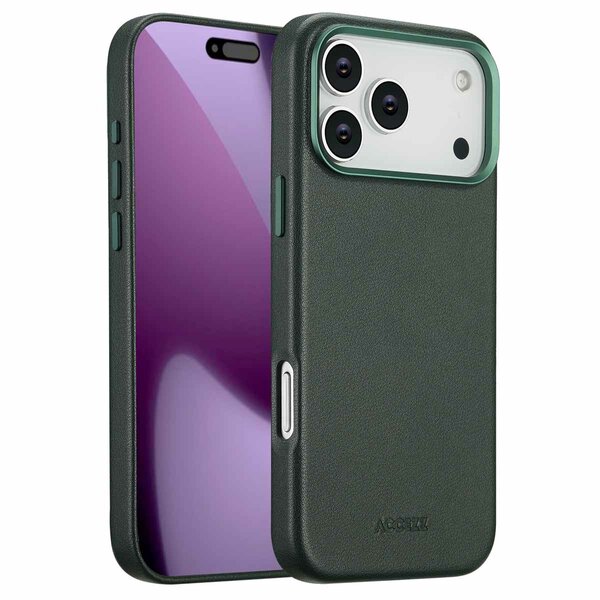 Accezz - MagSafe Leather Backcover voor Apple iPhone 17 Pro Max - Cedar Green