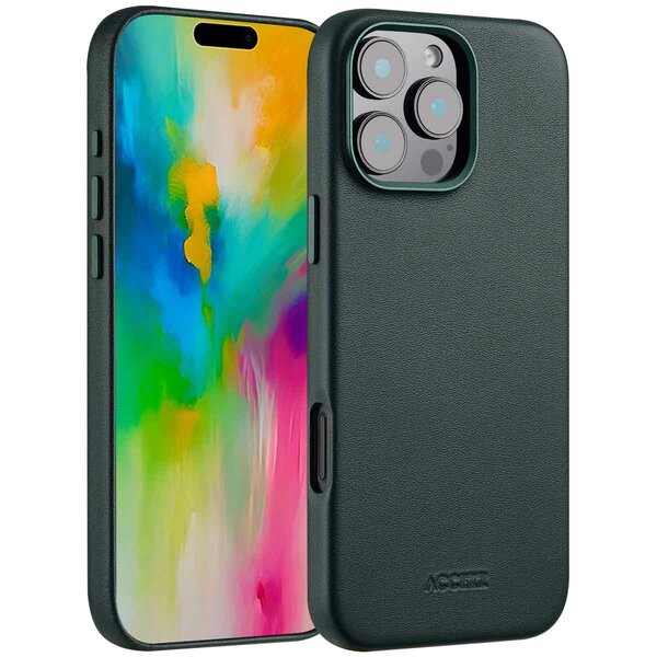 Accezz - MagSafe Leather Backcover voor Apple iPhone 16 Pro Max - Cedar Green