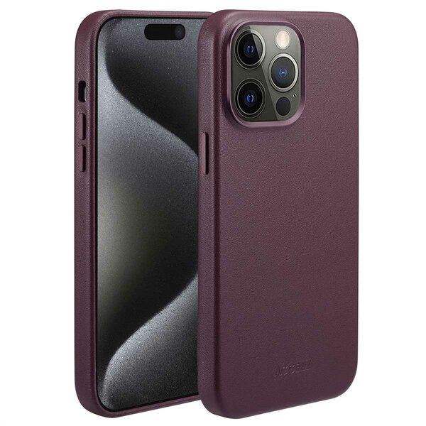 Accezz - MagSafe Leather Backcover voor Apple iPhone 15 Pro Max - Heath Purple