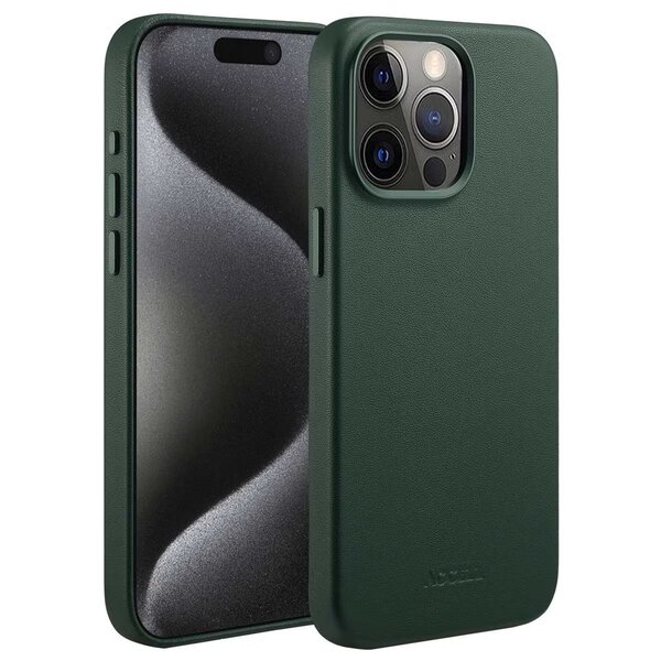 Accezz - MagSafe Leather Backcover voor Apple iPhone 15 Pro Max - Cedar Green