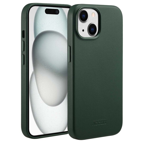Accezz - MagSafe Leather Backcover voor Apple iPhone 15 - Cedar Green