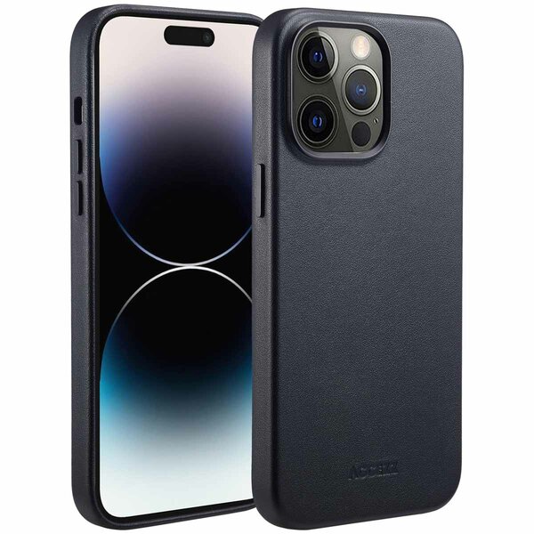 Accezz - MagSafe Leather Backcover voor Apple iPhone 14 Pro Max - Onyx Black