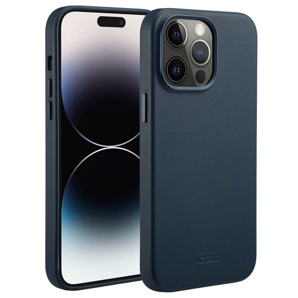 Accezz - MagSafe Leather Backcover voor Apple iPhone 14 Pro Max - Nightfall Blue