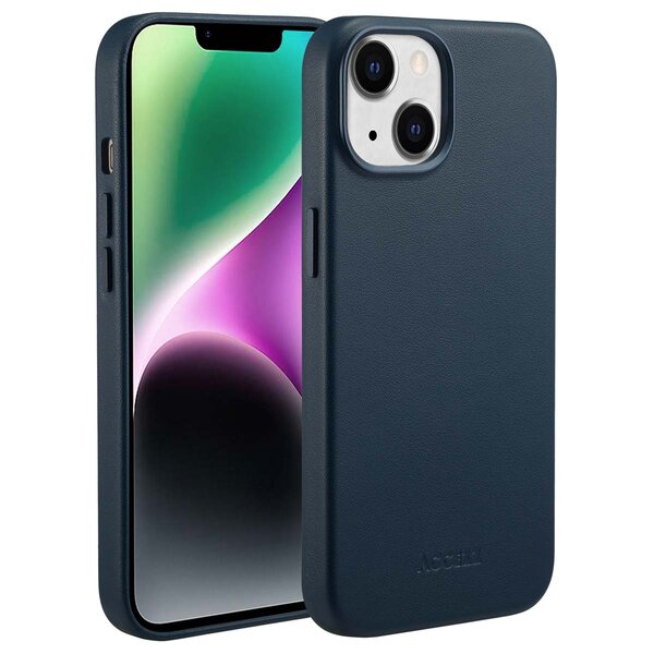 Accezz - MagSafe Leather Backcover voor Apple iPhone 14 - Nightfall Blue